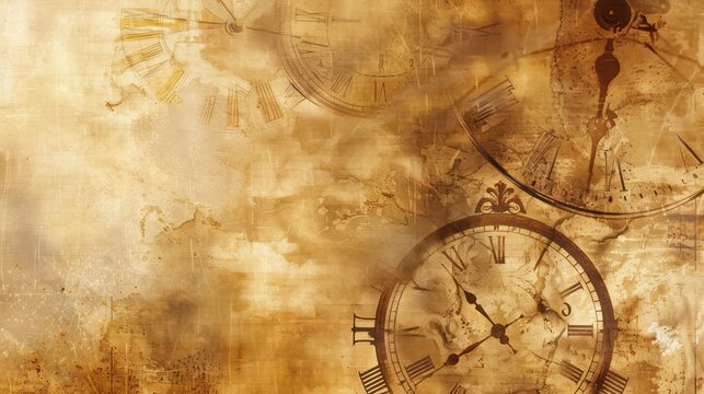 Vintage Clock Faces on Distressed Background