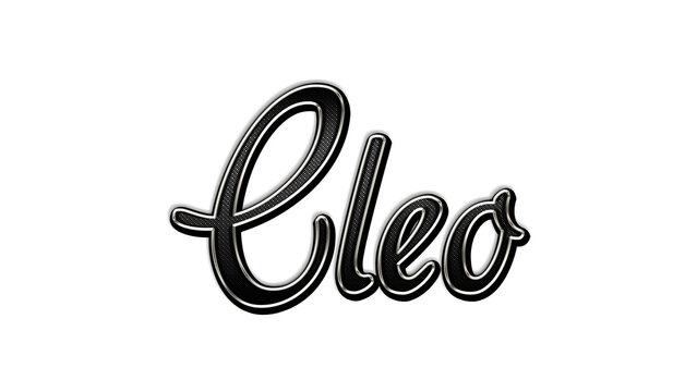 black metal 3d design of name Cleo on white background.