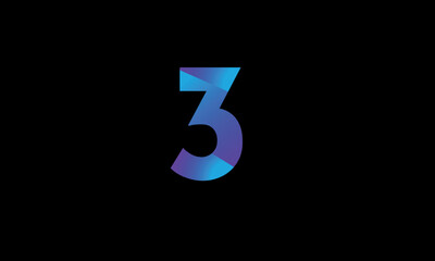 3 Number Logo Modern Purple fresh clean
