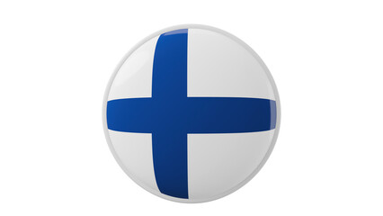 Obraz premium Finland, finnish Circle flag icon . Transparent backgound. 3d rendered with alpha channel. Round shape.