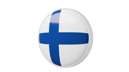 Finland, finnish Circle flag icon . Transparent backgound. 3d rendered with alpha channel. Round shape.