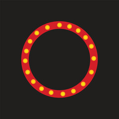 Realistic retro rectangle and circle neon marquee billboard for decoration. Concept of cinema and broadway with black background