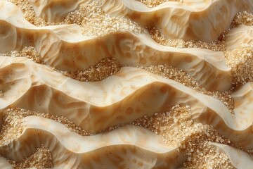 Fototapeta premium This captivating image showcases a close-up view of sugar grains intricately mixed with swirling cream, creating a visually appealing and artistically textured pattern.