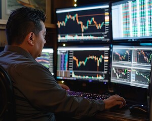 Professional business team analyzing forex on stock market screens for financial trading