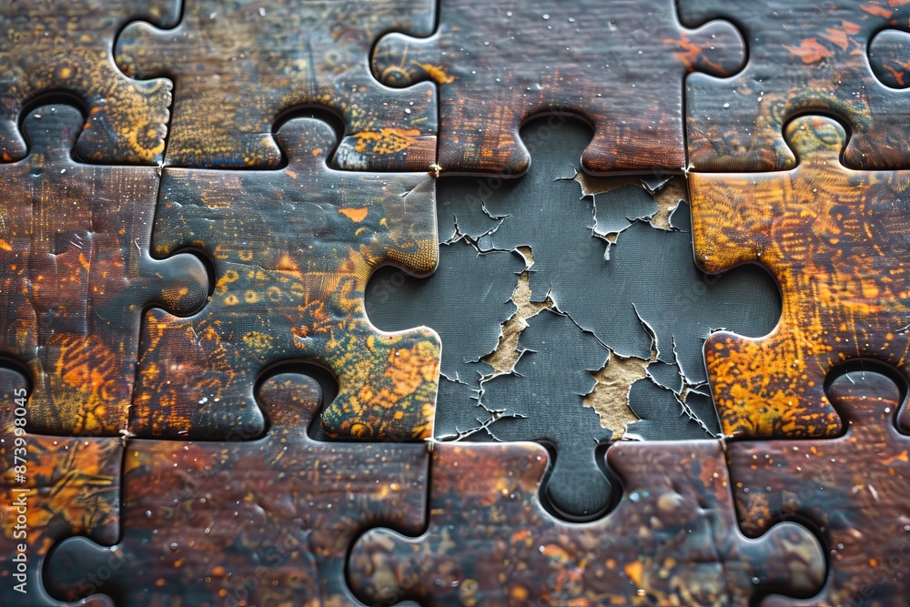Poster generative ai creates jigsaw puzzle with missing piece, offering unique challenge
