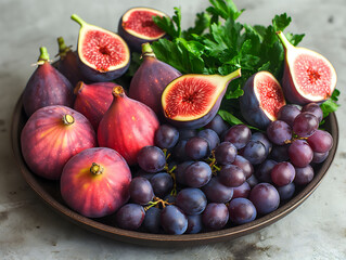 Vibrant Fruit Platter: Figs and Grapes
