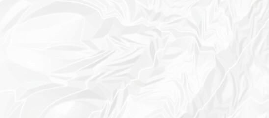 White wrinkly backdrop paper background. panorama grunge wrinkly paper texture. White crumpled and top view textures can be used for background of text or any contents.	