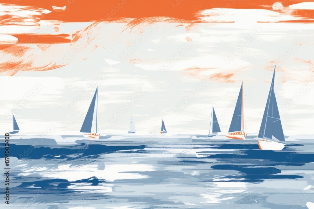 Wall mural wallpaper background of minimal beach backgrounds sailboat painting.