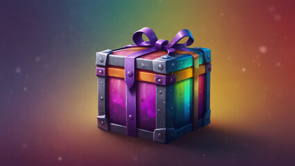 Gift chest. Gift box in video game or mobile game asset.