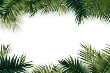 Palm leaves line horizontal border backgrounds sunlight outdoors.