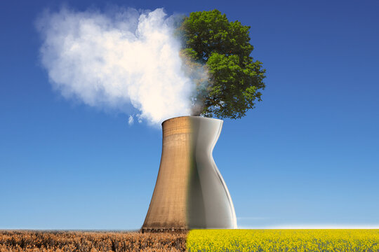 factory chimney, nuclear pollution and climate change