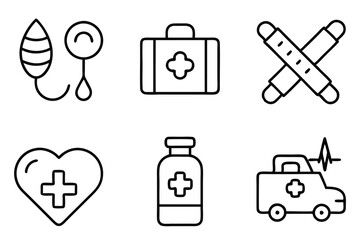 Healthcare line art illustration Stylish Healthcare Icons and Symbols