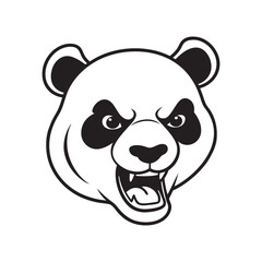 Fierce Panda Head Silhouette Vector Illustration.