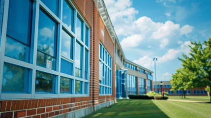 Obraz premium School building.View of typical American school building exterior