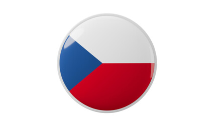 Czech Republic, czech Circle flag icon . Transparent backgound. 3d rendered with alpha channel. Round shape.