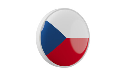 Naklejka premium Czech Republic, czech Circle flag icon . Transparent backgound. 3d rendered with alpha channel. Round shape.