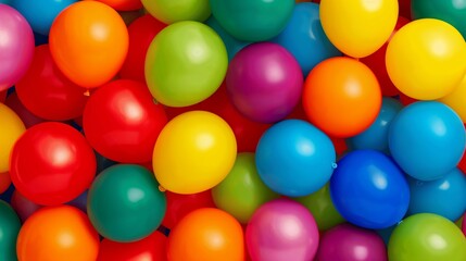 Fototapeta premium A bunch of colorful balloons in a bunch. The balloons are of different colors and sizes. Concept of fun and celebration