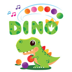 Dinosaur basketball player. Inscription Dinosaur. Dinosaur print.