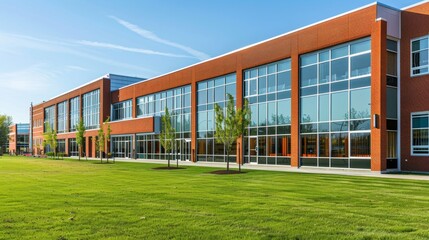 Fototapeta premium School building.View of typical American school building exterior