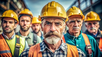 Helmeted Workers in Construction: Foremen, Engineers & General Contractors