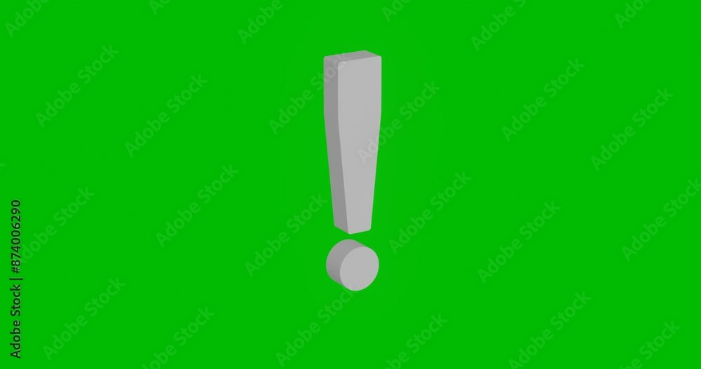 Poster animation of rotation of a white exclamation symbol with shadow. simple and complex rotation. seamle