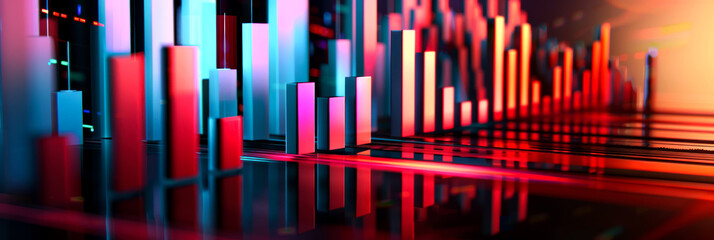 Obraz premium 3D rendering of digital chart bar trading