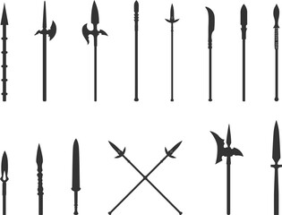 Spear silhouettes, Spear svg, Ancient spear svg, Ancient spear silhouette, Spear vector illustration