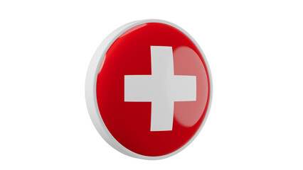 Switzerland Circle flag icon . Transparent backgound. 3d rendered with alpha channel. Round shape.