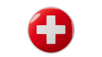 Fototapeta premium Switzerland Circle flag icon . Transparent backgound. 3d rendered with alpha channel. Round shape.
