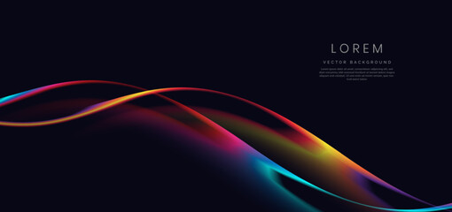 Colorful wave and light on black background.