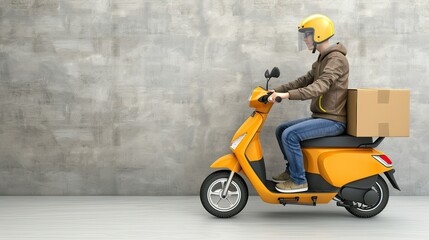 Urban Delivery Rider on Yellow Scooter