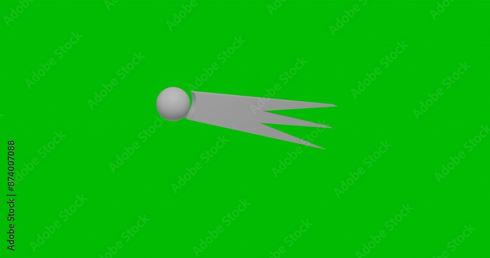 Poster animation of rotation of a red comet symbol with shadow. simple and complex rotation. seamless loope