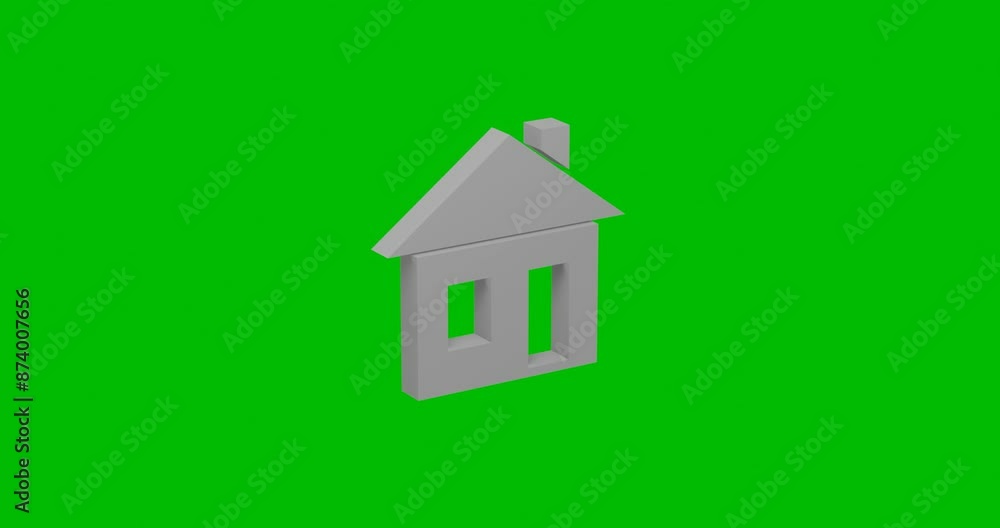 Poster animation of rotation of a white house symbol with shadow. simple and complex rotation. seamless loo