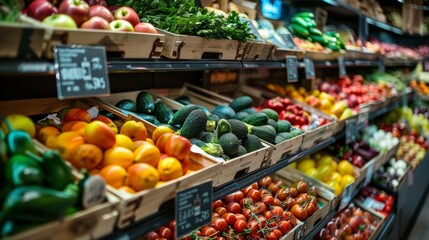 Fresh produce on display in a grocery store