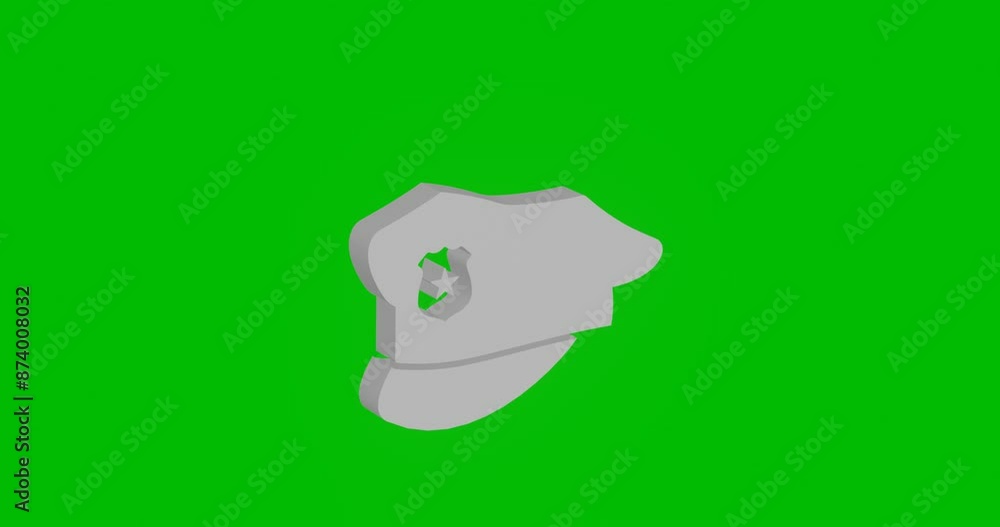 Poster animation of rotation of a white police cap symbol with shadow. simple and complex rotation. seamles