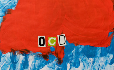 Obsessive compulsive disorder, OCD. Headline , tag, hashtag. Abstract painting background