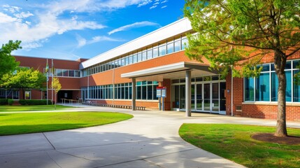 School building.View of typical American school building exterior