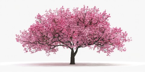 Obraz premium Cherry Tree in Full Blossom with Bright Colors and Beautiful Environment. 3D Rendering Isolated