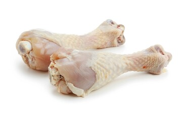 Chicken Drumstick. Fresh Raw Chicken Leg Drumsticks, Uncooked Poultry Meat on White Background