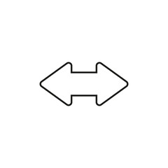 Double ended straight outline arrow pointer. Dual wide arrow. Vector illustration on white background. 