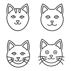 Cat Head Line Art Vector Illustration .