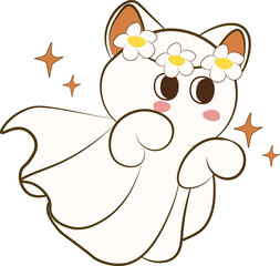 Retro Spooky ghost, Spooky cat ghost 