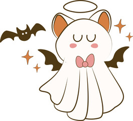 Retro Spooky ghost, Spooky cat ghost 