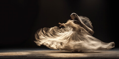 Derwisch dreht sich anmutig auf einer Bühne