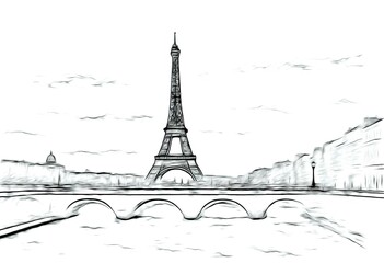 Illustration of a Eiffel tower in Paris