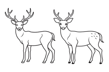Obraz premium Deer Line Art Vector Illustration for Your Designs.
