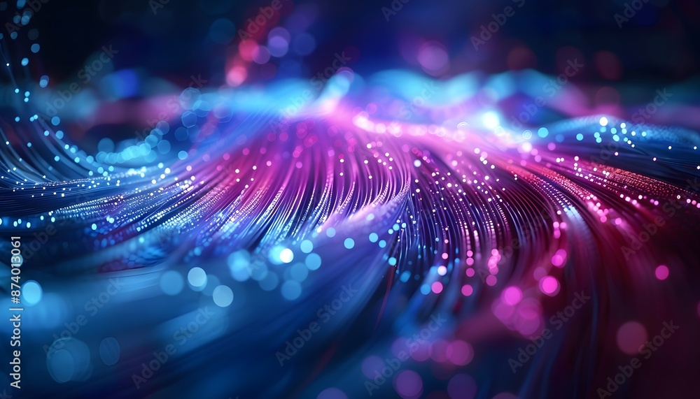 Poster abstract technology background with fiber optic network connections. hyper fast broadband for global