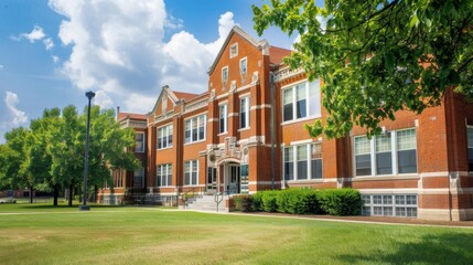 School building.View of typical American school building exterior