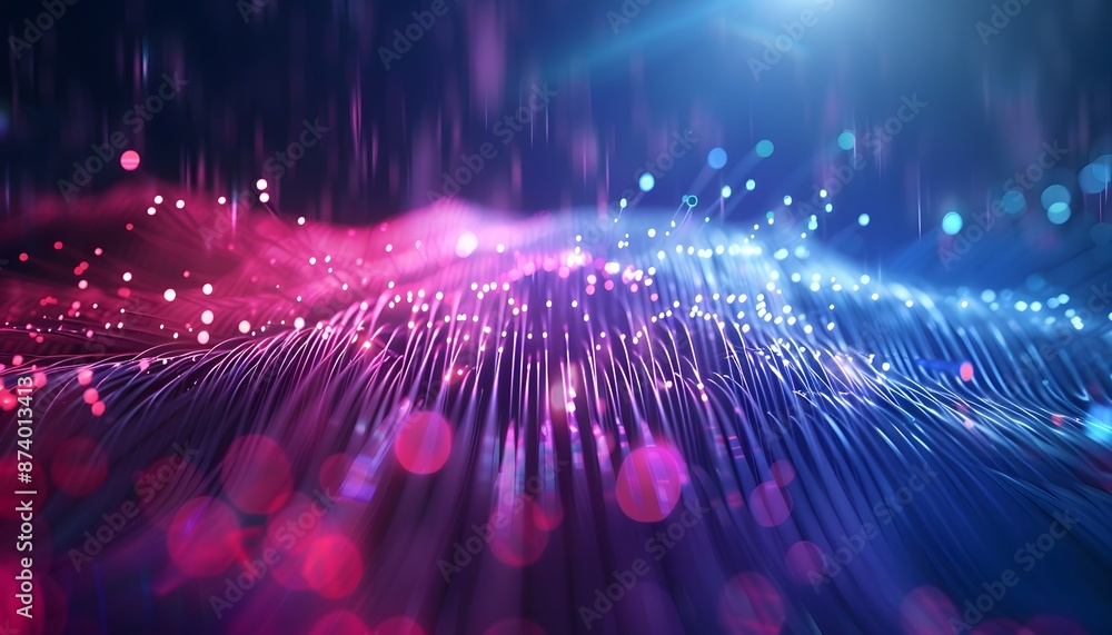 Poster abstract technology background with fiber optic network connections. hyper fast broadband for global