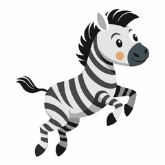 Cute Zebra jump vector illustration on white background